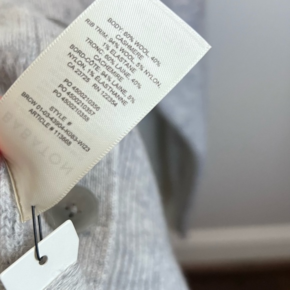 Aritzia Babaton hip length cardigan wool-cashmere blend, size Small, color grey - Picture 4 of 11